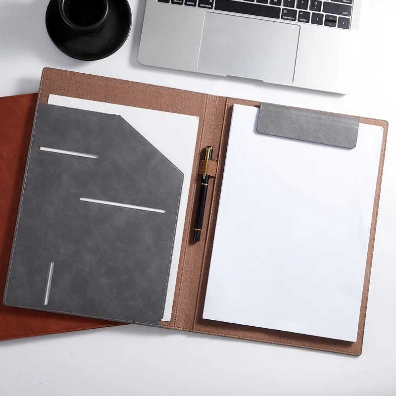 Leather Work Folder - A4 Leather Business Portfolio Folder Magnetic