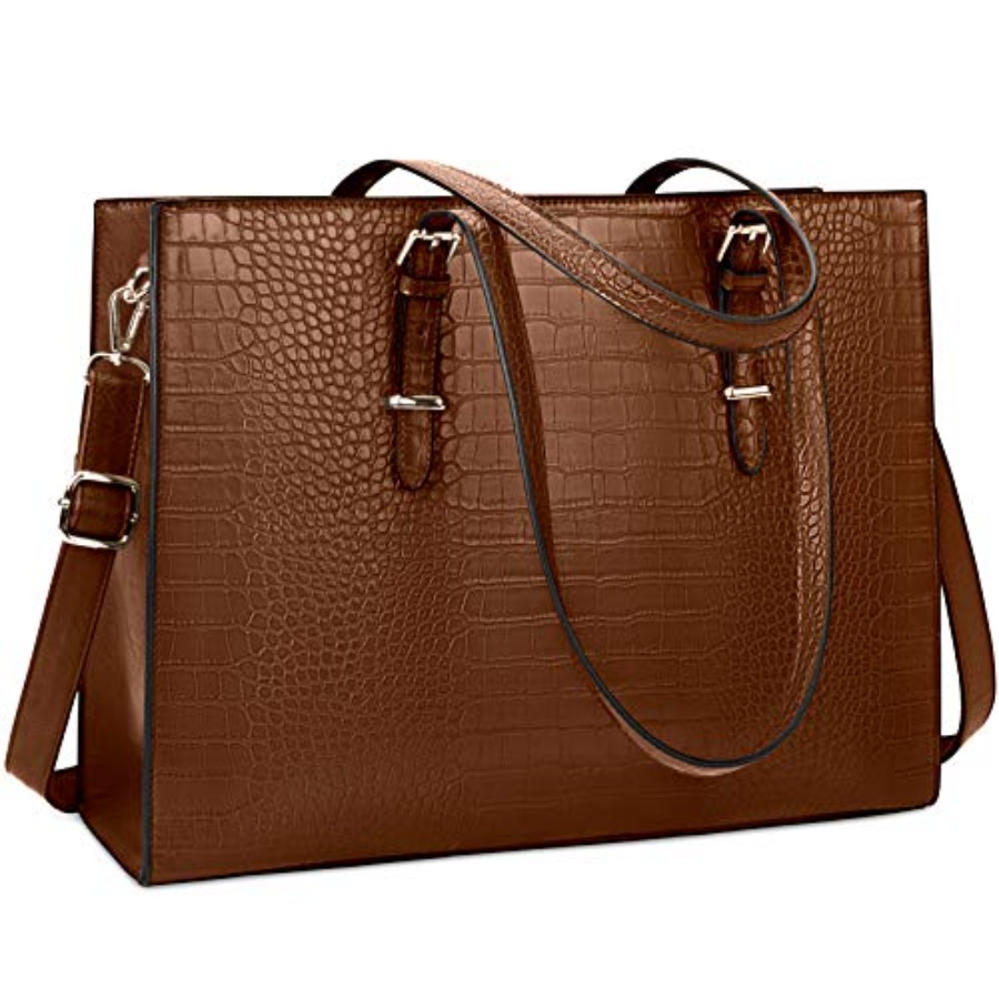 Leather Work Bag Women - Laptop Bag for Women 15.6 Inch