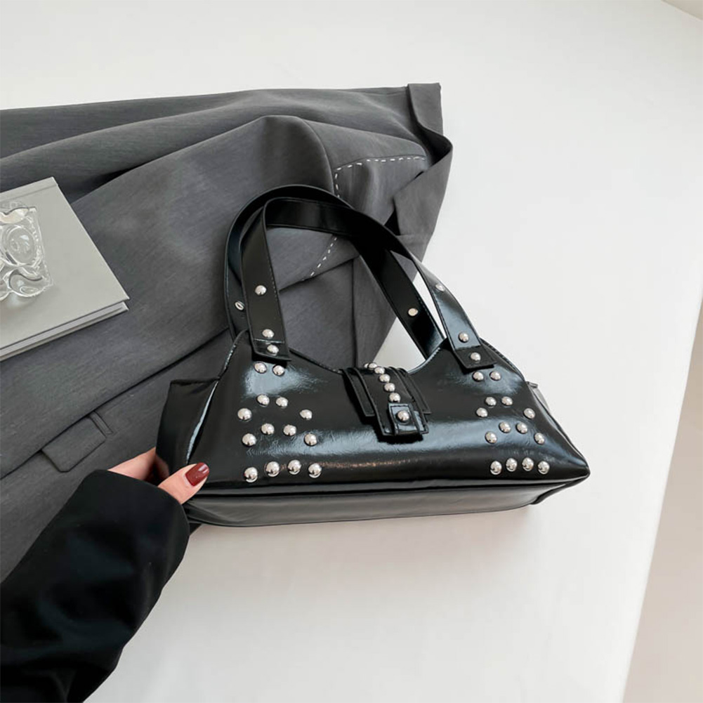 Leather Work Bag Women - Shoulder Bag for Women Rivet Punk
