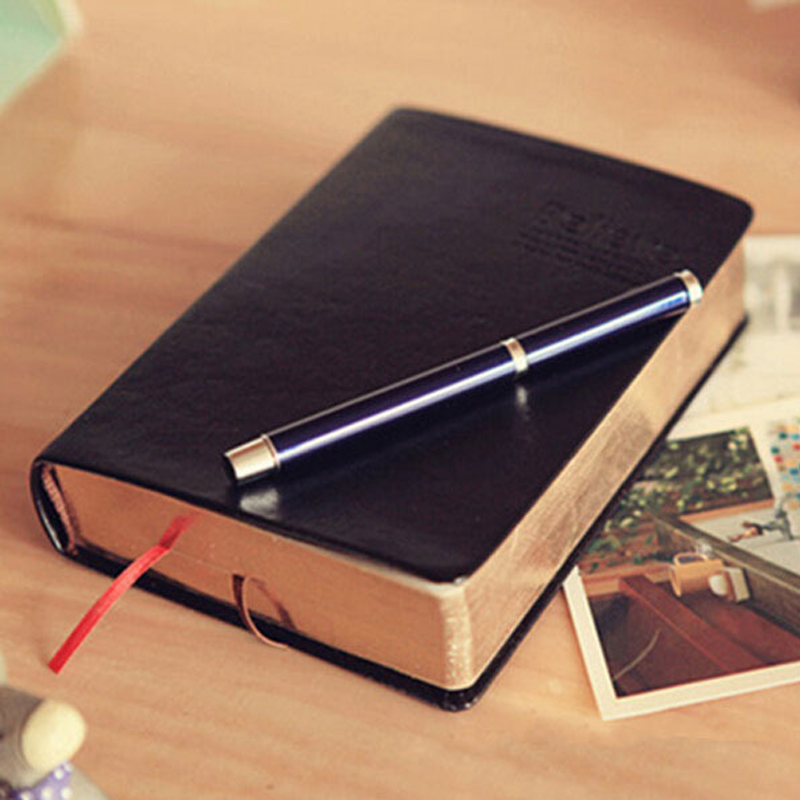 Leather Work Notepad - Vintage Thick Leather Bible Notebook Blank