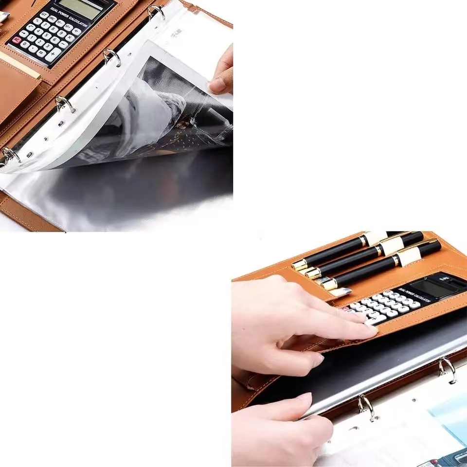 A4Pu leather briefcase equippe - Leather Work Folder avaliação e preço