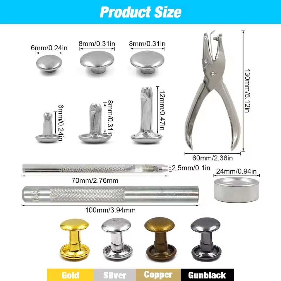 Metal Double Cap Rivets Stud R - Rivet Setter Tool avaliação e preço
