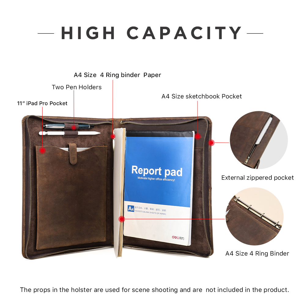 Luxury Retro A4 Cowhide Busine - Leather Work Folder avaliação e preço