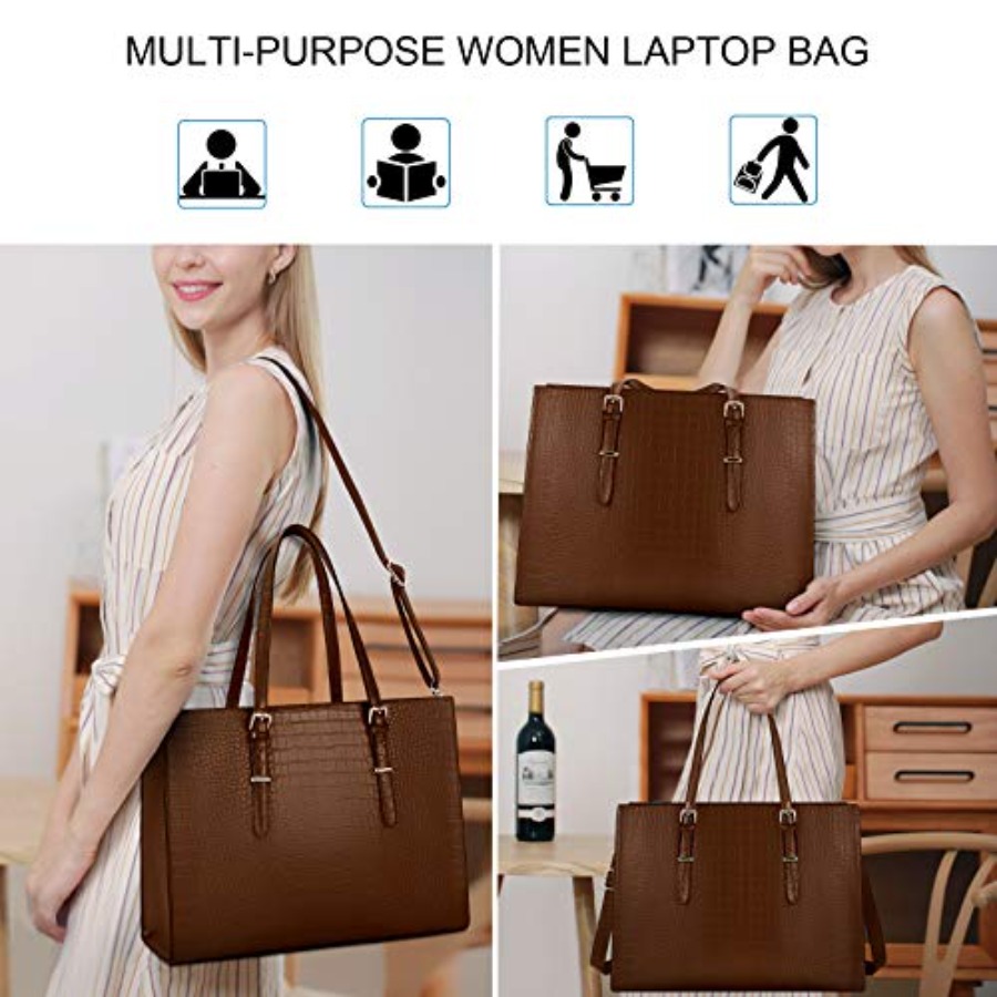 Laptop Bag for Women 15.6 Inch - Leather Work Bag Women avaliação e preço