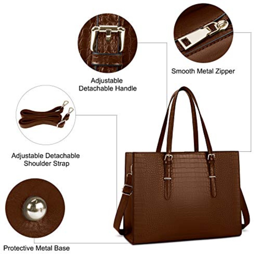 Laptop Bag for Women 15.6 Inch - Leather Work Bag Women avaliação e preço