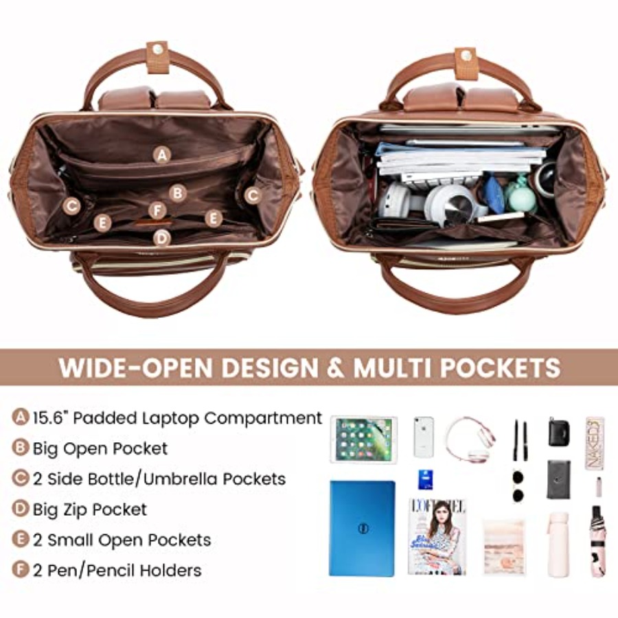 Leather Laptop Backpack for Wo - Leather Work Bag Women avaliação e preço