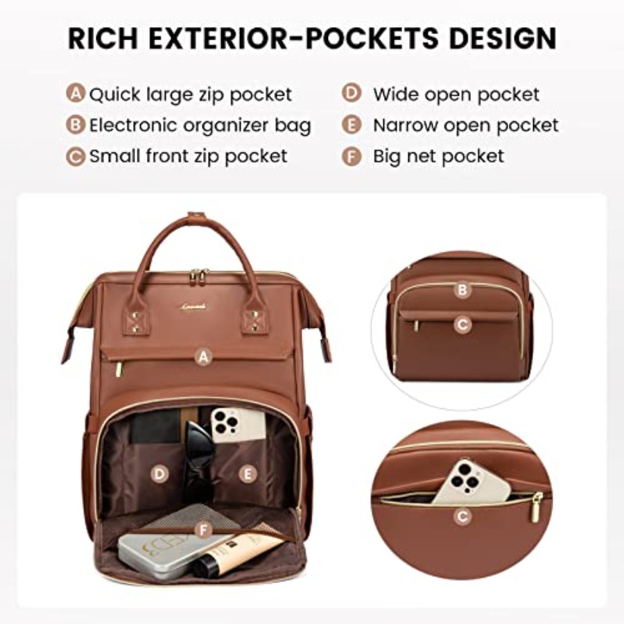 Leather Laptop Backpack for Wo - Leather Work Bag Women avaliação e preço