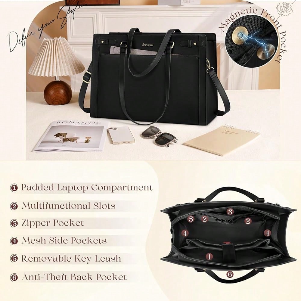 Laptop Bag For Women 15.6 Inch - Leather Work Bag Women avaliação e preço