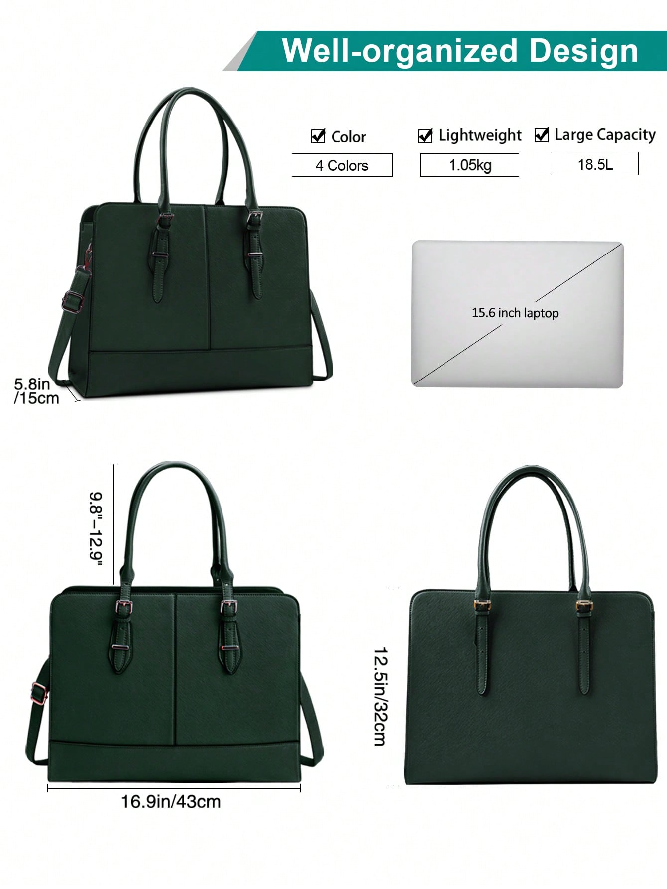 15.6 Inch Leather Laptop Tote  - Leather Work Bag Women avaliação e preço