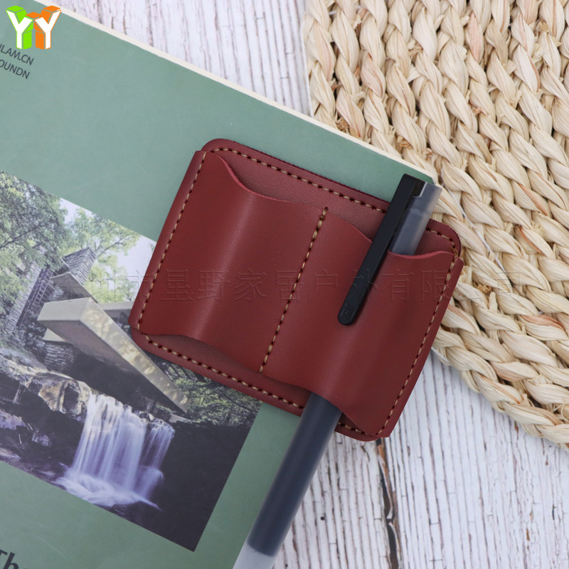 Portable PU Leather Pen Holder - Leather Work Notepad avaliação e preço
