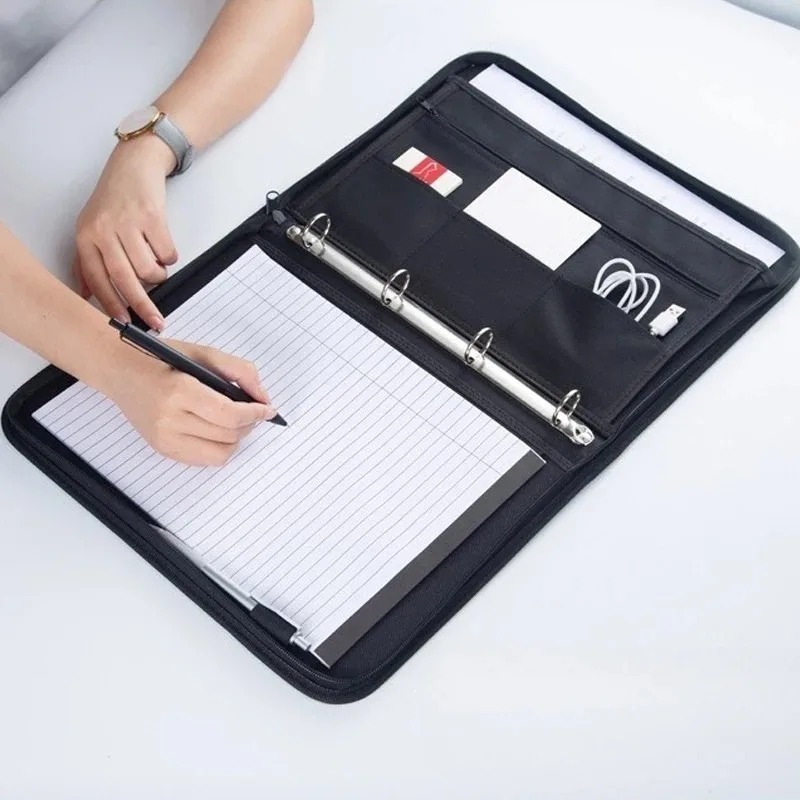 Large Black Business Portfolio - Leather Work Folder avaliação e preço