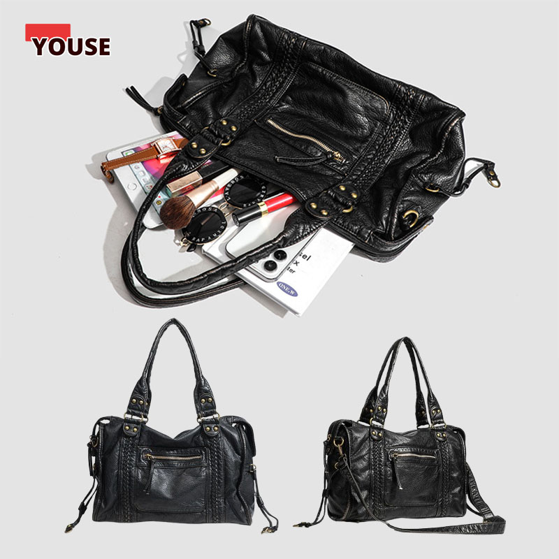 ​​Braided Trim Black Leather T - Leather Work Bag Women avaliação e preço