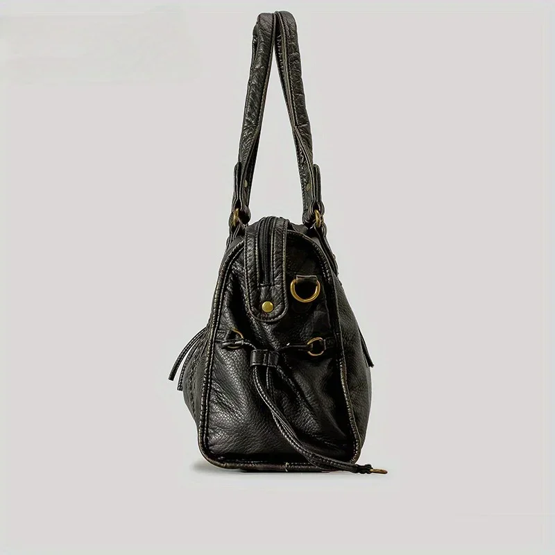 ​​Braided Trim Black Leather T - Leather Work Bag Women avaliação e preço