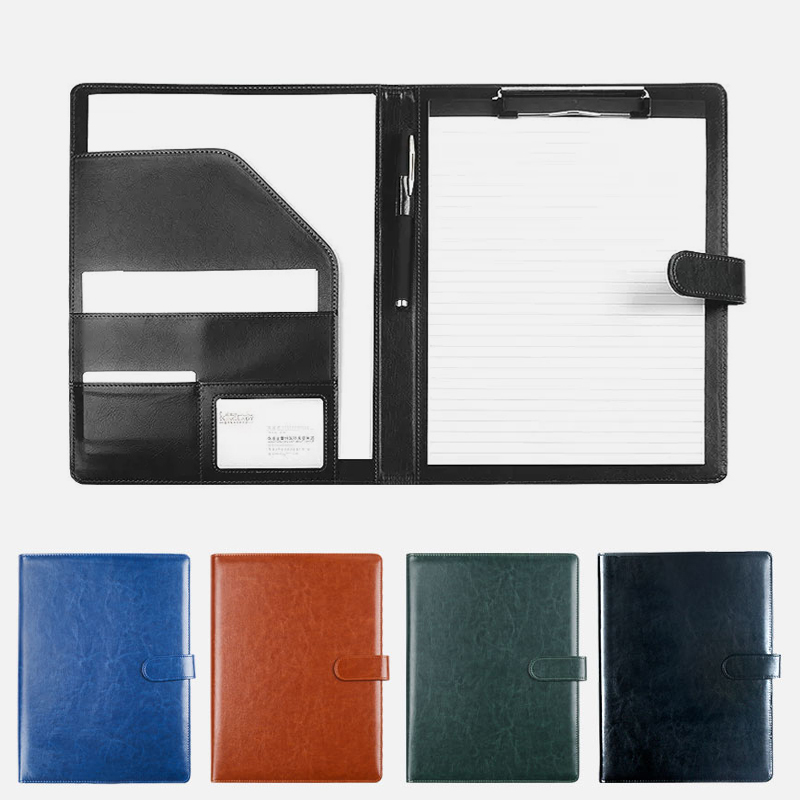 Black A4 Leather Padfolio Port - Leather Work Folder avaliação e preço