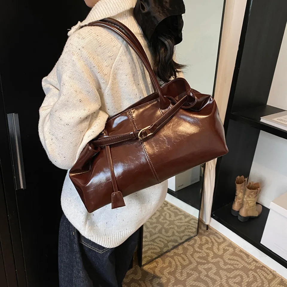 Winter Oil PU Leather Hobo Han - Leather Work Bag Women avaliação e preço